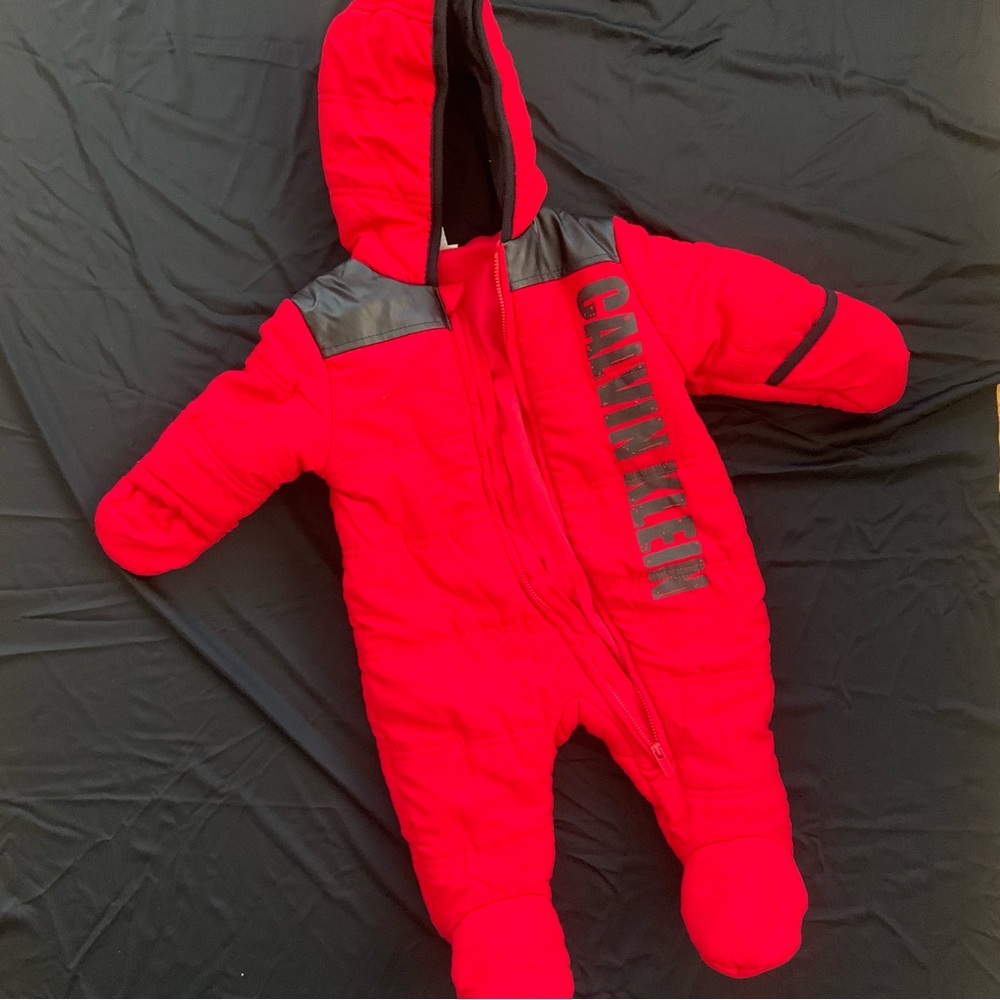 Baby Calvin Klein Red and Black Kids Footie